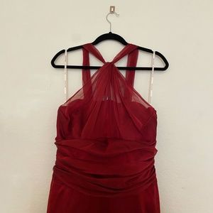 Long High Neck Belsoie Chiffon Bridesmaid Dress